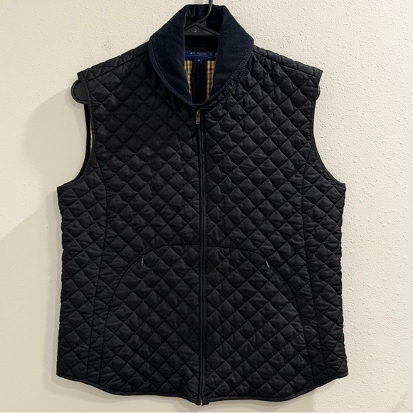J. McLaughlin Jackets & Blazers - J. McLaughlin Size Medium Black Puffer Vest Cotton Plaid Lined Corduroy Collar